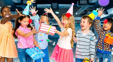 Kids celebrating at a themed birthday party